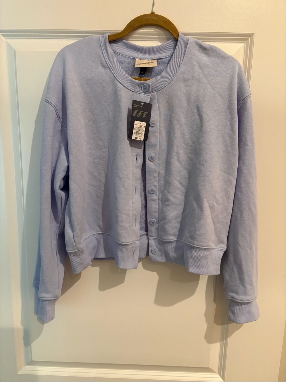 Universal Thread Lavender Button-Up Cardigan with Drawstring Shorts Set - Picture 2 of 8